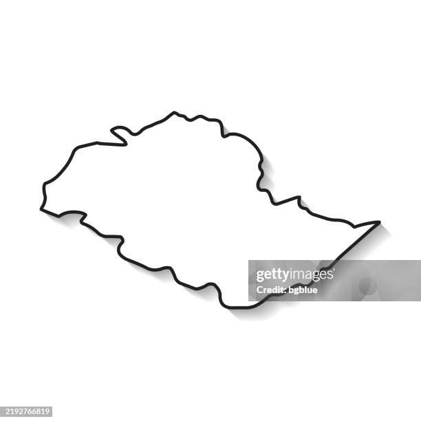gilgit baltistan map with black outline and shadow on white background - kashmir stock illustrations