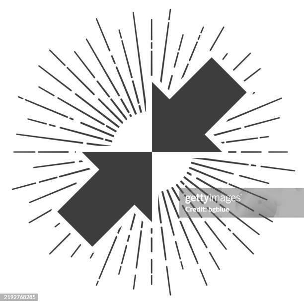 minimieren. symbol mit sonnenstrahlen auf weißem hintergrund - schrumpfen stock-grafiken, -clipart, -cartoons und -symbole