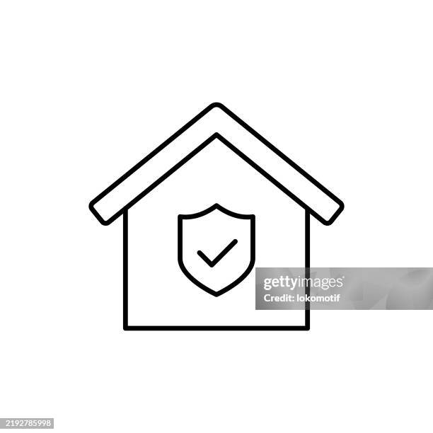 home insurance line icon with editable stroke. the icon is suitable for web design, mobile apps, ui, ux, and gui design. - command center stock illustrations