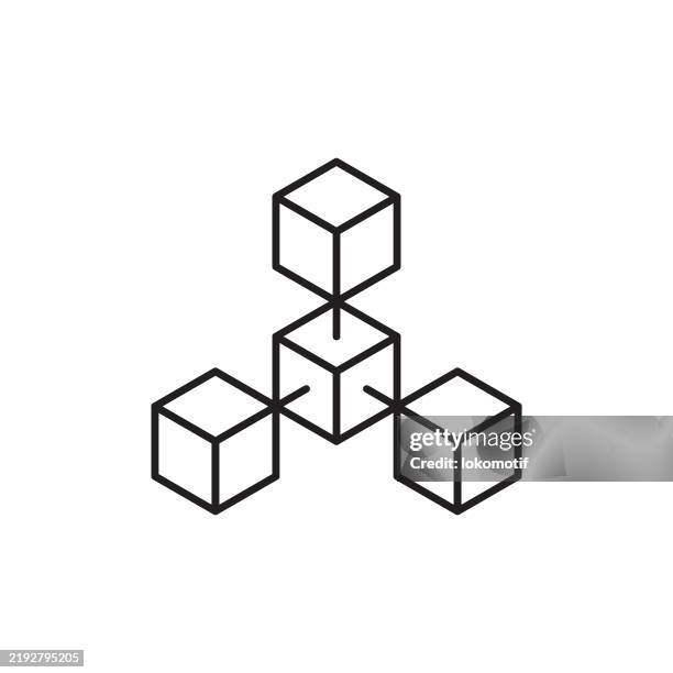 blockchain line icon with editable stroke. the icon is suitable for web design, mobile apps, ui, ux, and gui design. - initial coin offering stock illustrations