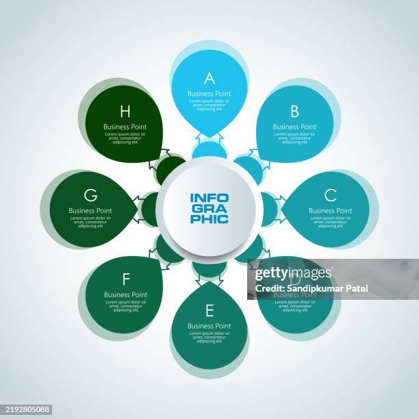 infographic circle. process chart. vector diagram with 8 options. - number 8 stock illustrations