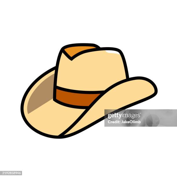 cowboy hat icon line art - cowboy hat stock illustrations