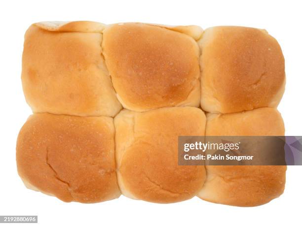 top view of bread buns isolated white background, save clipping path. - pão de leite imagens e fotografias de stock