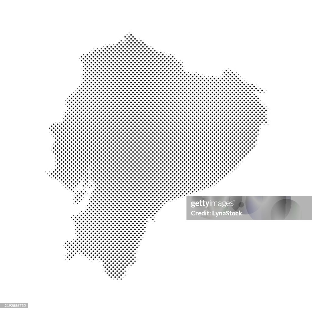 Ecuador gepunktete Landkarte mit Kreisen. Karte im Haltone-Stil. Isolierte ländliche Silhouette