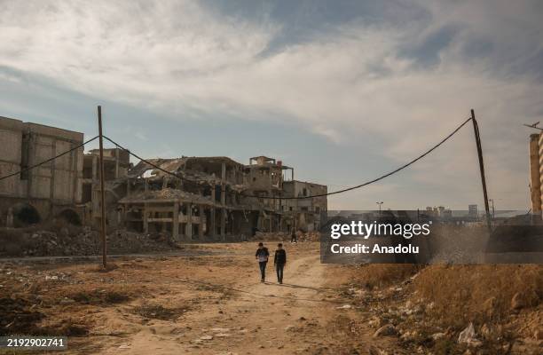 View of the destruction at Jouret Ash-Shayyah and Al-Khalidiyah neighbourhoods that were heavily bombed by the forces of the ousted Baath regime in...