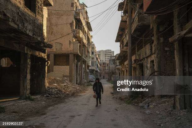 View of the destruction at Jouret Ash-Shayyah and Al-Khalidiyah neighbourhoods that were heavily bombed by the forces of the ousted Baath regime in...