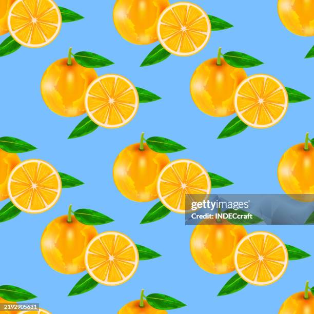 orange fruit seamless pattern - juice splashing stock illustrations