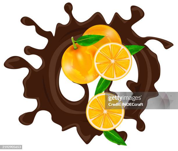 orange fruit with chocolate - orange fruit macro stock illustrations
