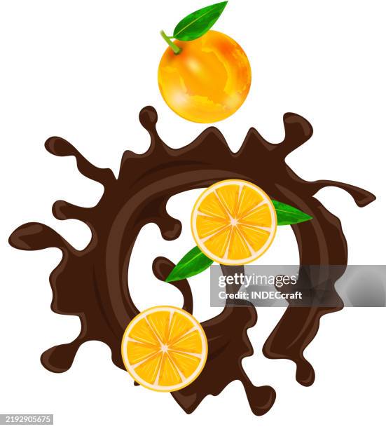 orange fruit with chocolate - orange fruit macro stock illustrations