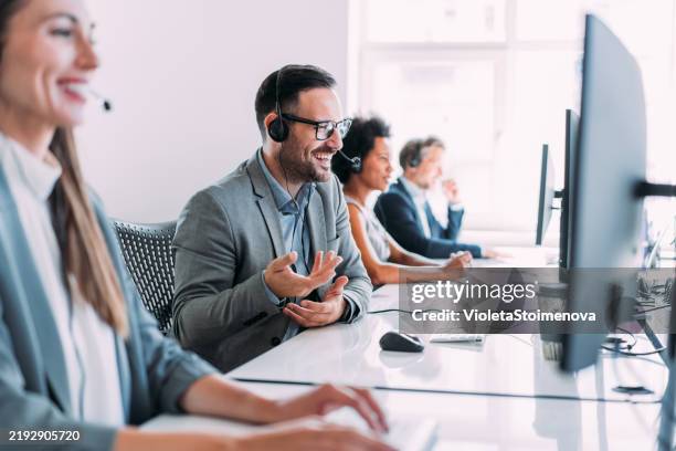 call center workers. - customer service bildbanksfoton och bilder