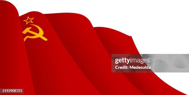 flying ussr flag - hammer-and-sickle stock illustrations