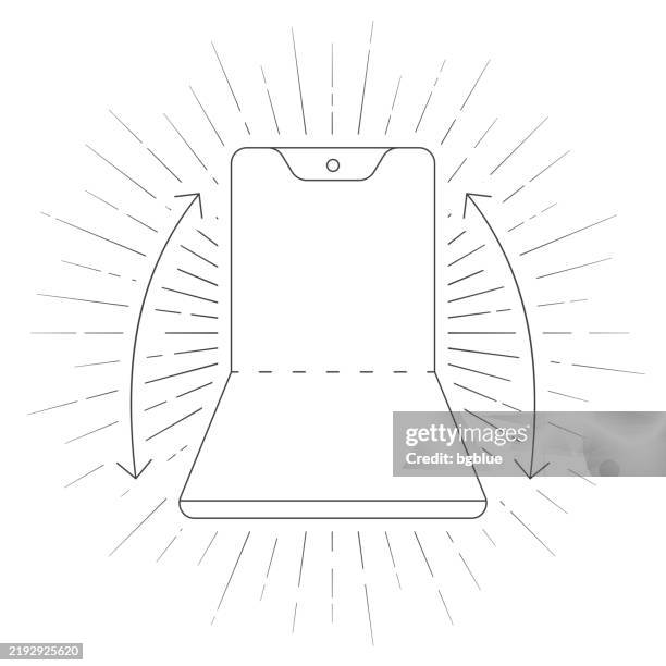 foldable smartphone. line icon with sunbursts on white background - foldable stock illustrations