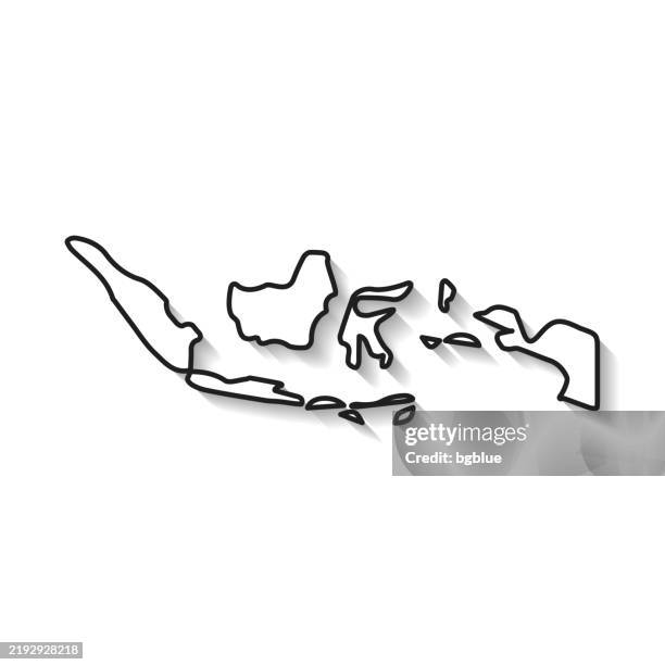 indonesia map with black outline and shadow on white background - java indonesia stock illustrations