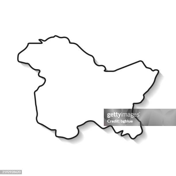 kashmir map with black outline and shadow on white background - pakistan pattern stock illustrations