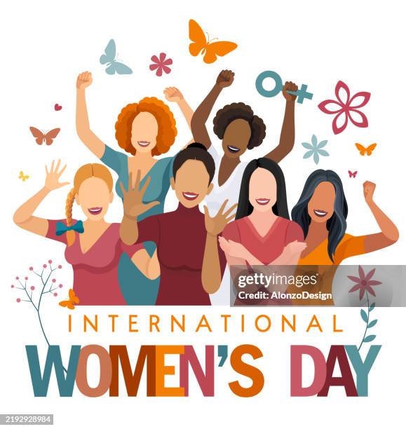 international women’s day: celebrating diversity and women’s rights. - female friendship stock illustrations