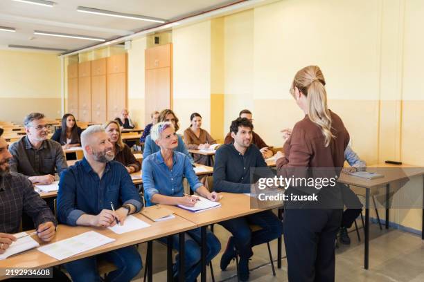 adult students during education training class - workshop stock pictures, royalty-free photos & images