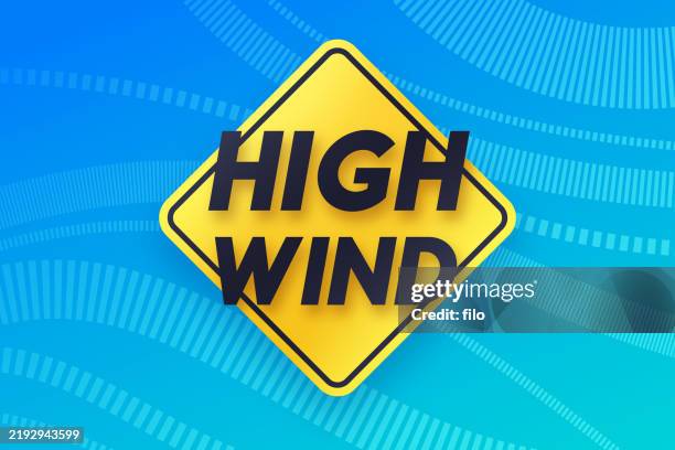 high wind gust warning sign - strong wind stock illustrations