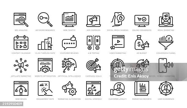 digitale marketing ikonen - digitales marketing stock-grafiken, -clipart, -cartoons und -symbole