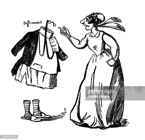 cartoon characters from 19th century british picture book - invisibility cartoon stock illustrations