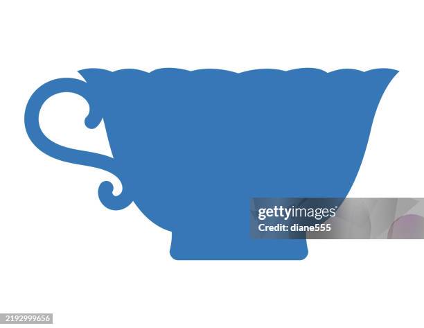 cute teacup silhouette - tea cup stock illustrations