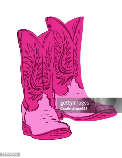 illustrations, cliparts, dessins animés et icônes de bottes de cow-girl isolé sur un fond transparent - country music