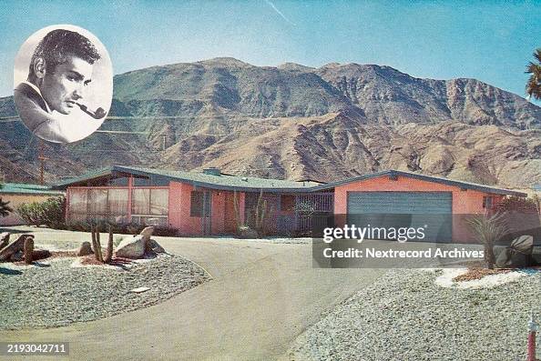 Vintage souvenir postcard, Jeff Chandler, Homes of the Stars in Palm Springs, ca 1964-65 Vintage souvenir postcard, Jeff Chandler, Homes of the Stars in Palm Springs, ca 1964-65