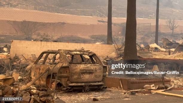 General view of the Sunset Boulevard during the wildfires on January 08, 2025 in Los Angeles, California.
