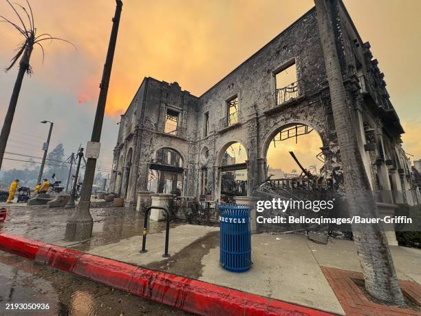 General view of the Sunset Boulevard during the wildfires on January 08, 2025 in Los Angeles, California.