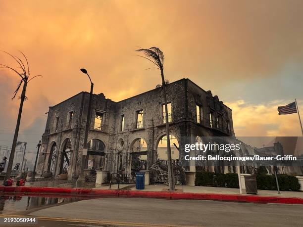 General view of the Sunset Boulevard during the wildfires on January 08, 2025 in Los Angeles, California.