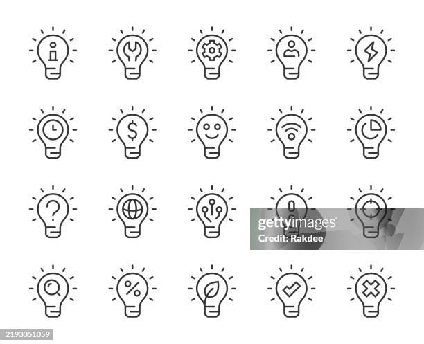 stockillustraties, clipart, cartoons en iconen met light bulb concept - light line icons - regisseur