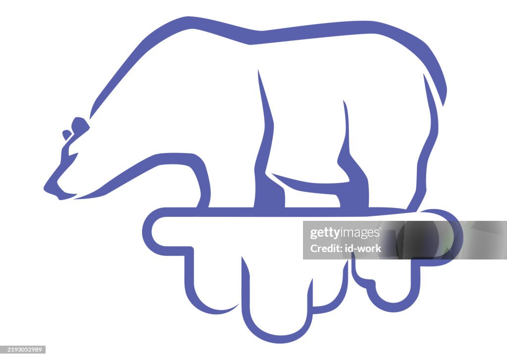 Polar bear standing on ice floe icon