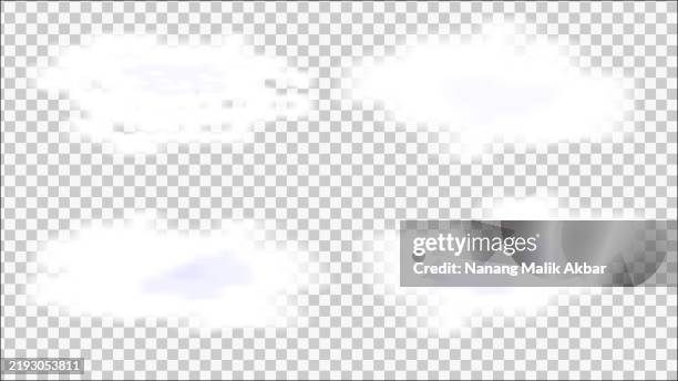 realistic clouds set with transparent background - realistic cloud isolated stock illustrations