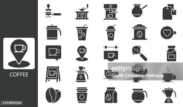 coffee icon set. solid icon collection. vector illustration. stock illustration icon symbol, coffee crop, tea - hot drink, tea crop stock illustration
breakfast, breaking, cafe, caffeine, cappuccino - ice machine stock illustrations
