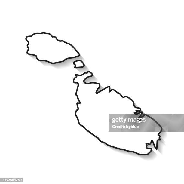 malta map with black outline and shadow on white background - malta stock illustrations