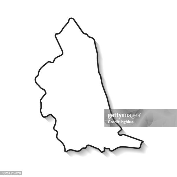 north east map with black outline and shadow on white background - northeast map stock illustrations
