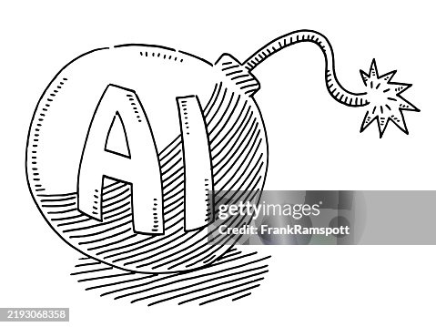 Artificial Intelligence Bomb Danger Symbol Drawing Artificial Intelligence Bomb Danger Symbol Drawing