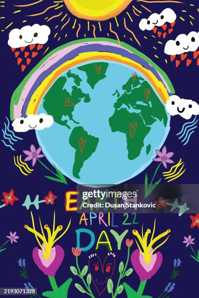 stockillustraties, clipart, cartoons en iconen met we are celebrating earth day in april! - nationale boomfeestdag