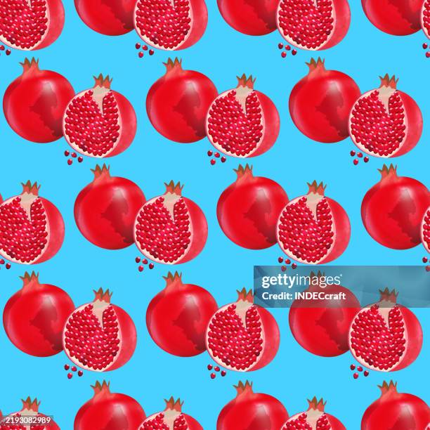 pomegranate seamless pattern - garnet stock illustrations