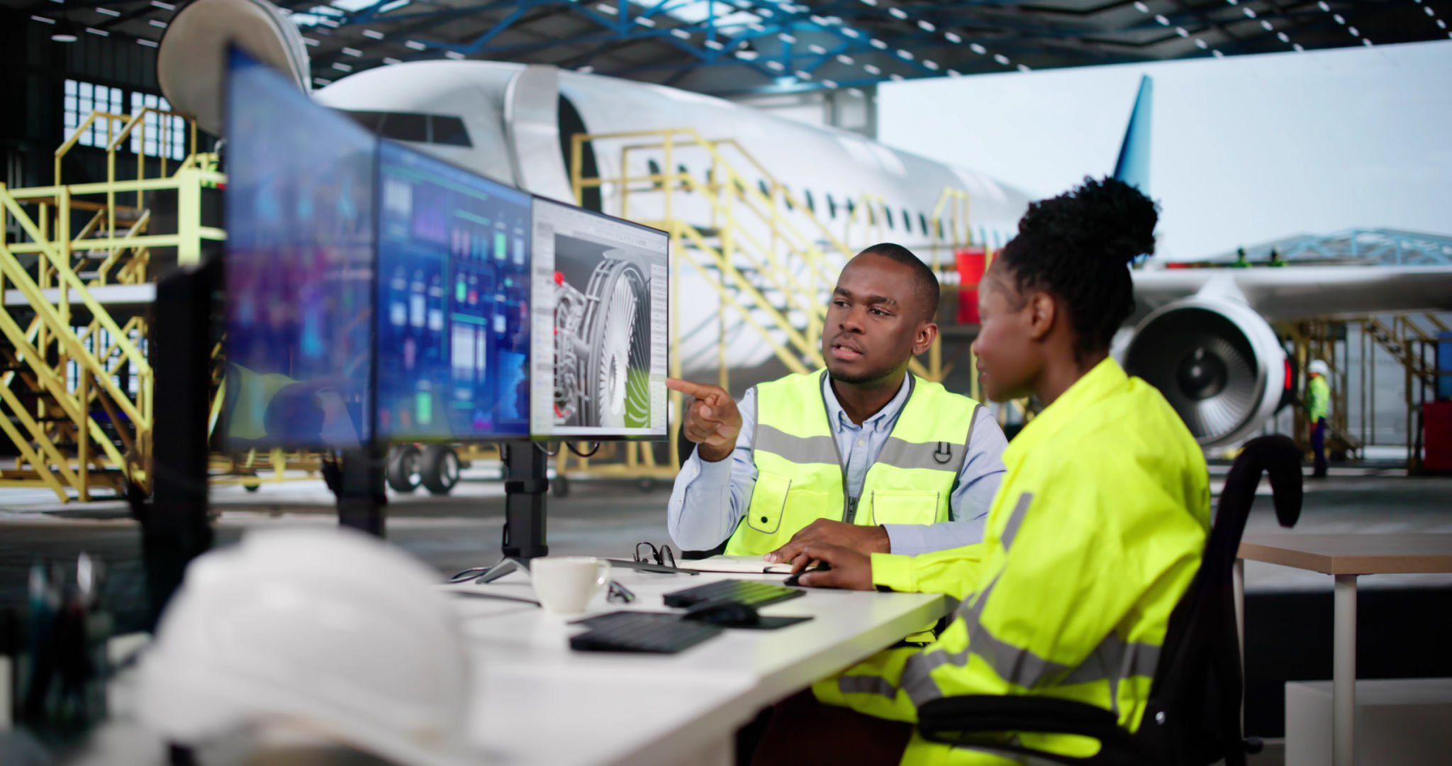 Aircraft Repair Technician Checking Aircraft Engine Aircraft Repair Technician Checking Aircraft Engine