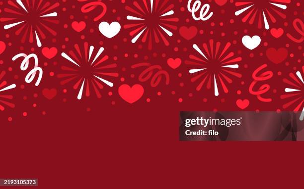 valentine's day red heart holiday celebration party background - red fireworks stock illustrations
