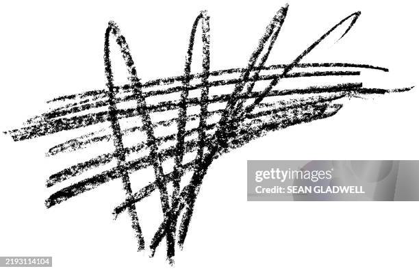 scribble on white background - malkreide zeichnung stock-fotos und bilder