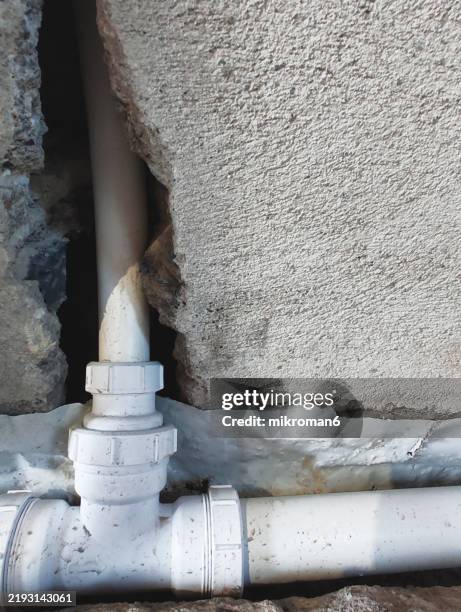 plumbing, drain piping - pvc stock pictures, royalty-free photos & images