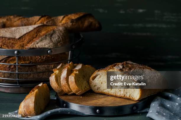 still life with breakfast - loaf of bread stock pictures, royalty-free photos & images