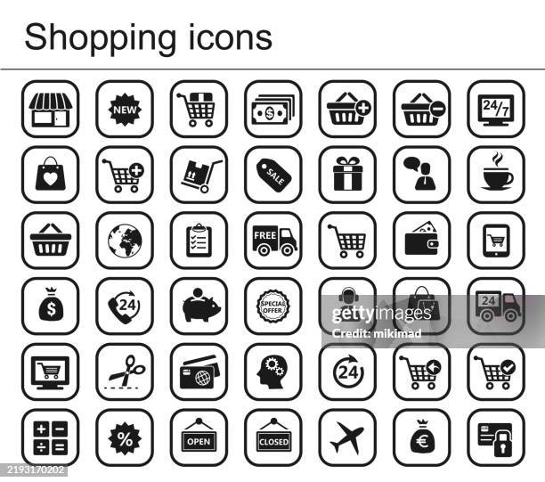 shopping icon set - foundation program icon stock illustrations