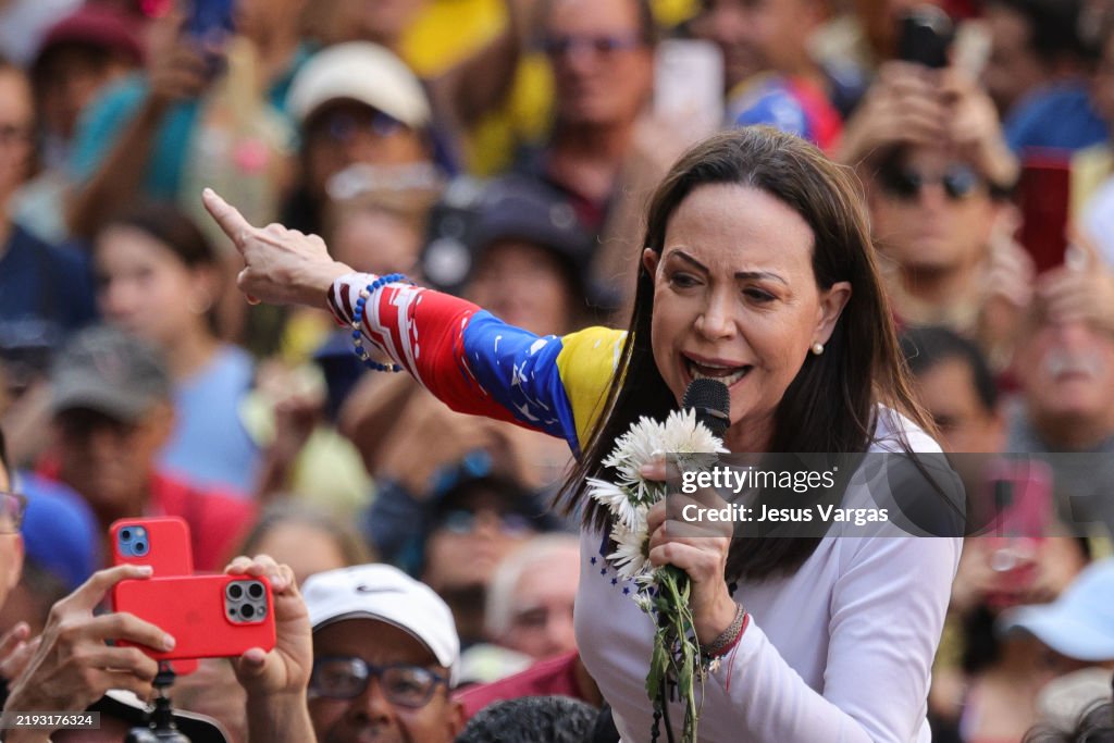 Venezuelan Opposition Leader Machado Is Intercepted After Joining Anti-government Protest