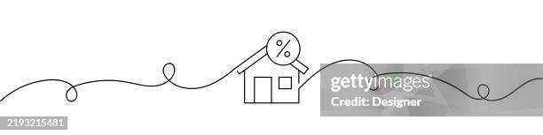 one continuous line drawing of mortgage icon. single line vector illustration - mortgage document stock illustrations