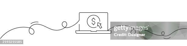 one continuous line drawing of online banking icon. single line vector illustration - application security abstract stock illustrations