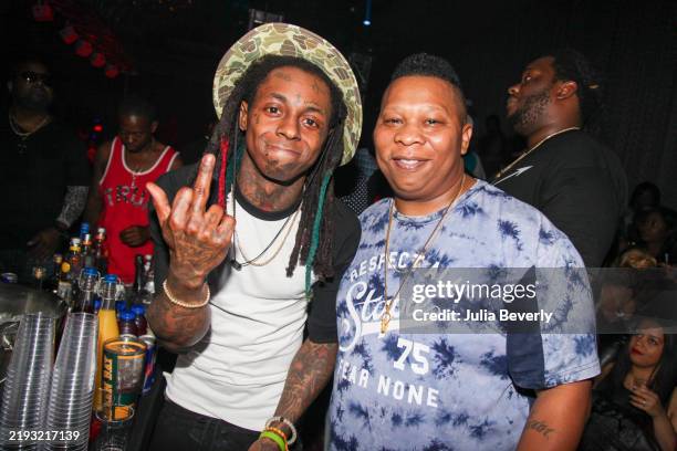 Rapper Lil Wayne and producer Mannie Fresh attend Lil Wayne's "Sorry 4 the Wait 2" tour at the Hyatt Regency on April 5, 2015 in New Orleans,...