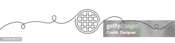 one continuous line drawing of waffle icon. single line vector illustration - waffle stock illustrations