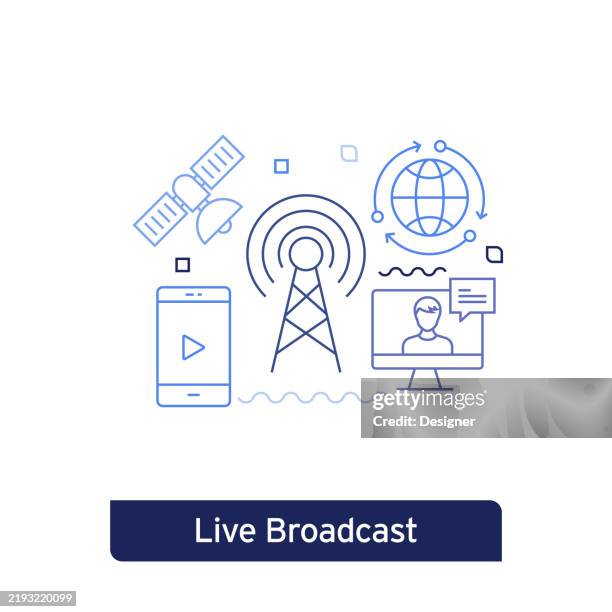 live broadcast concept vector illustration. editable stroke vector design. - streaming tv stock illustrations